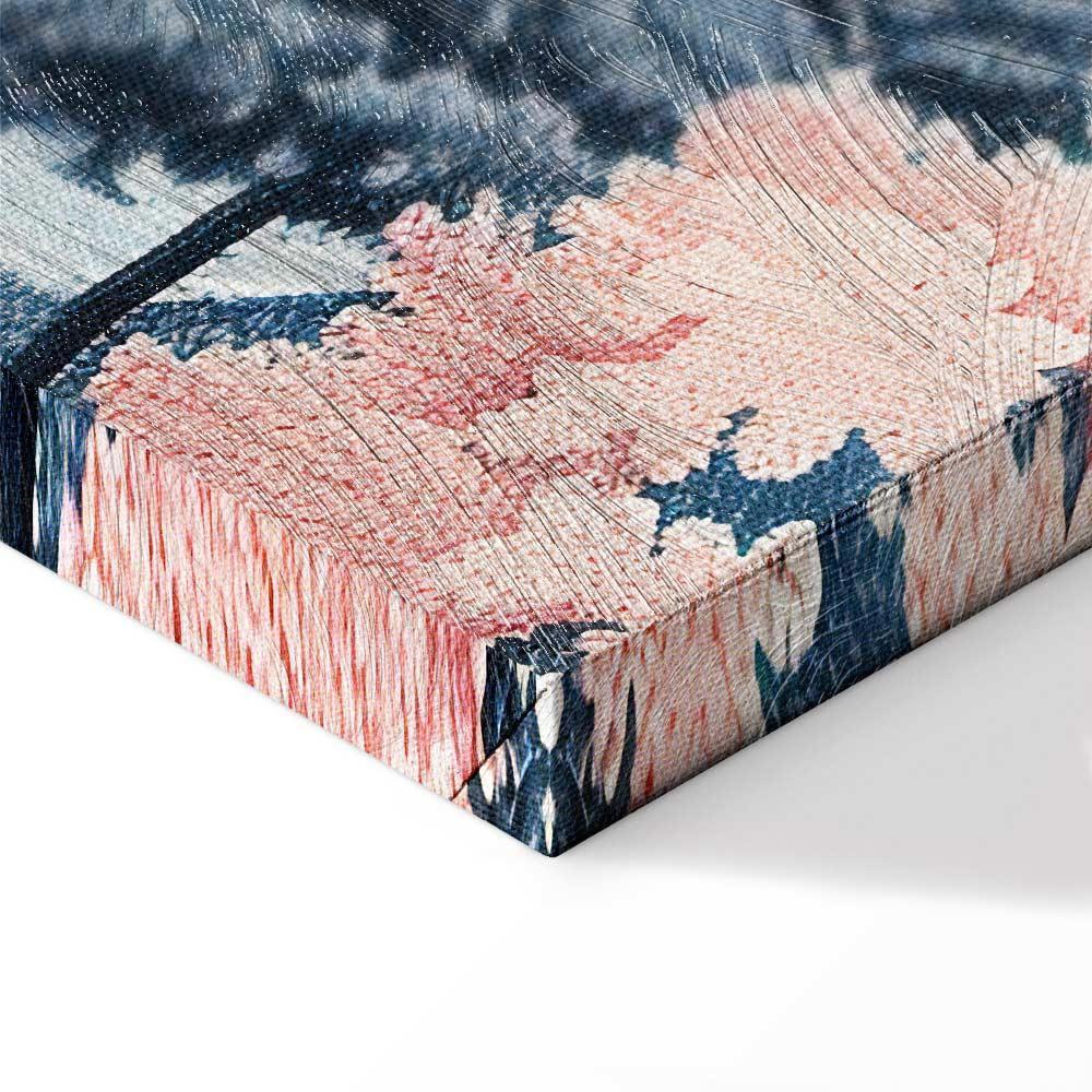 Leinwandbild - Landscape with the Ocean Cliffs and Trees in Delicate Pink Shades