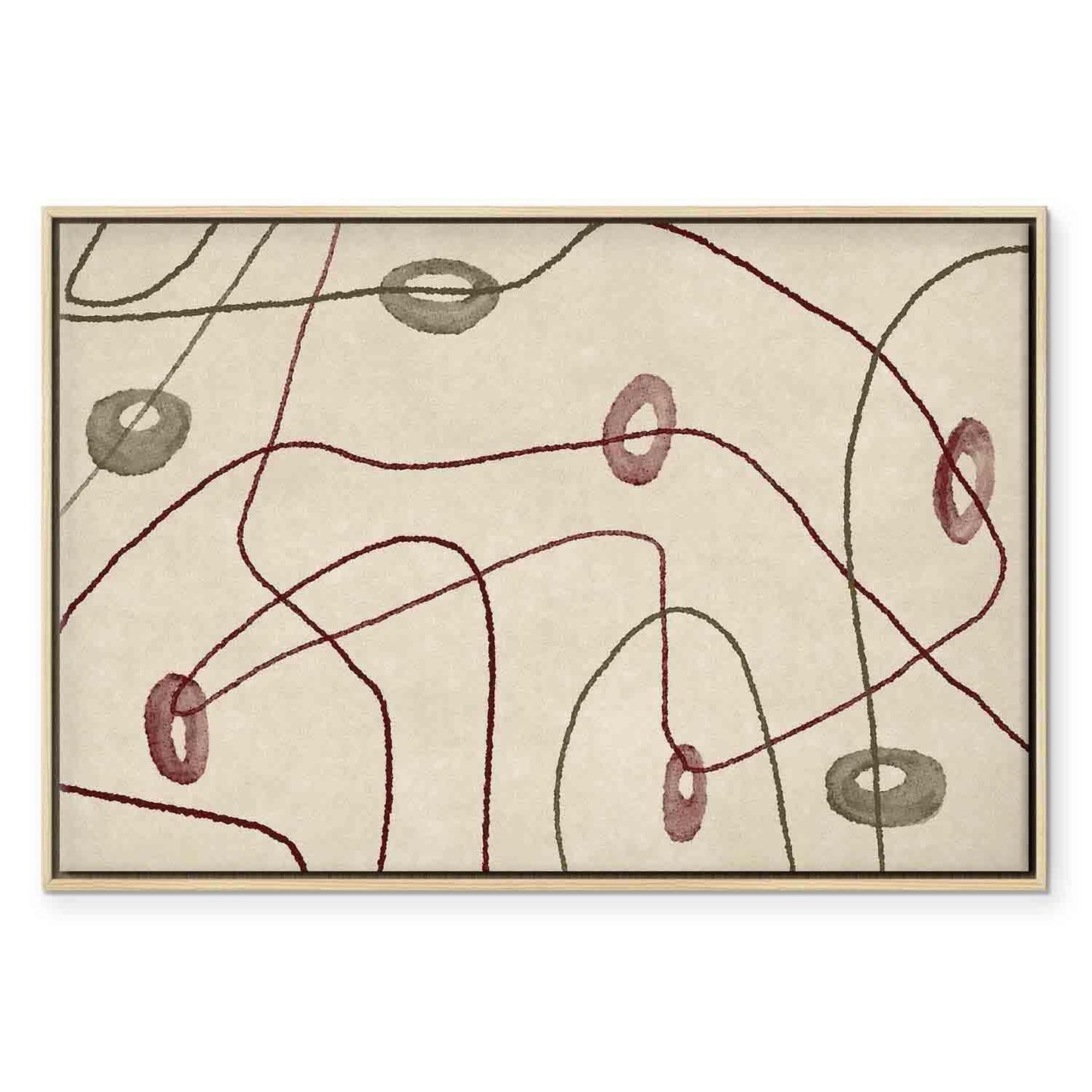 Leinwandbild - Lines and shapes – bead labyrinth on a pale washed background