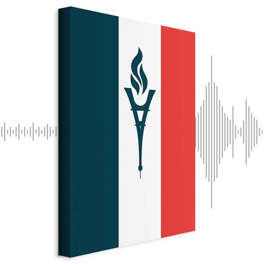 Leinwandbild - Torch Against the Backdrop of the French Flag