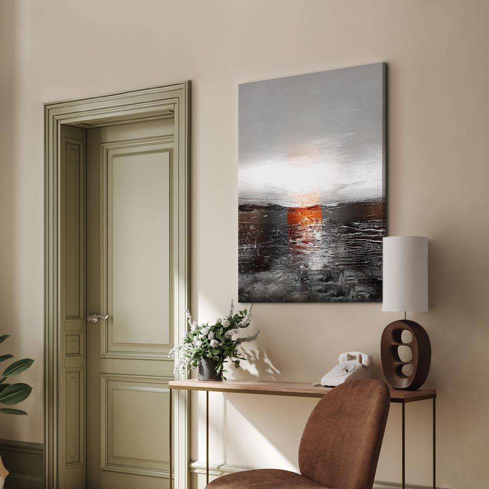 Leinwandbild - Reflection of Colors (1-part) - Sunset in Painted Abstract Background