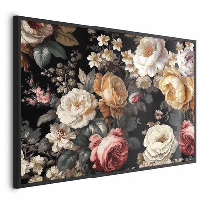 Poster - Colorful Flowers on a Black Background