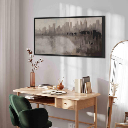 Leinwandbild Stadt im Regen – Urbanes Wandbild mit Atmosphäre