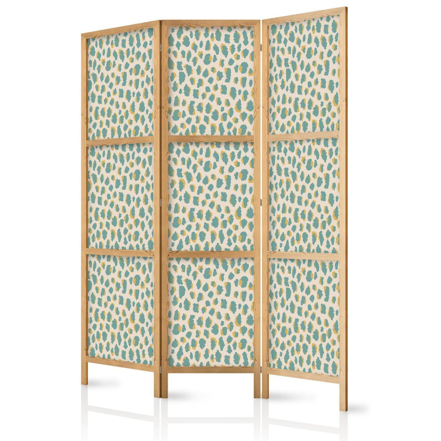 Japanischer Paravent - Giraffe Pattern - Animal Pattern in Turquoise Spots on a Light Background Artgeist