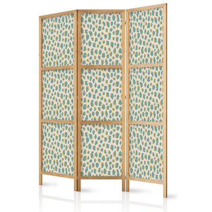 Japanischer Paravent - Giraffe Pattern - Animal Pattern in Turquoise Spots on a Light Background Artgeist