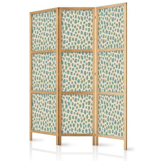 Japanischer Paravent - Giraffe Pattern - Animal Pattern in Turquoise Spots on a Light Background Artgeist