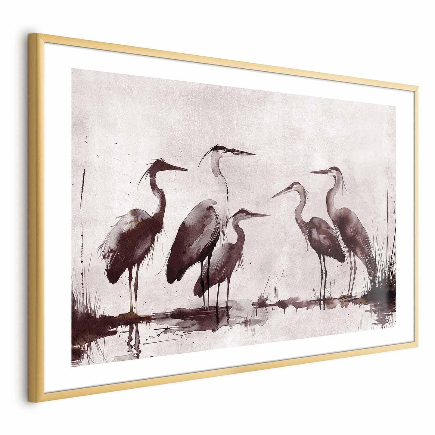 Poster - Herons Painted in Ink Artgeist