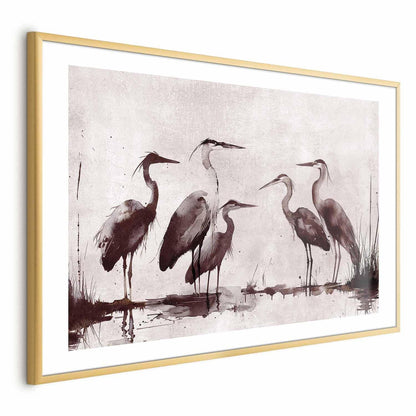 Poster - Herons Painted in Ink Artgeist