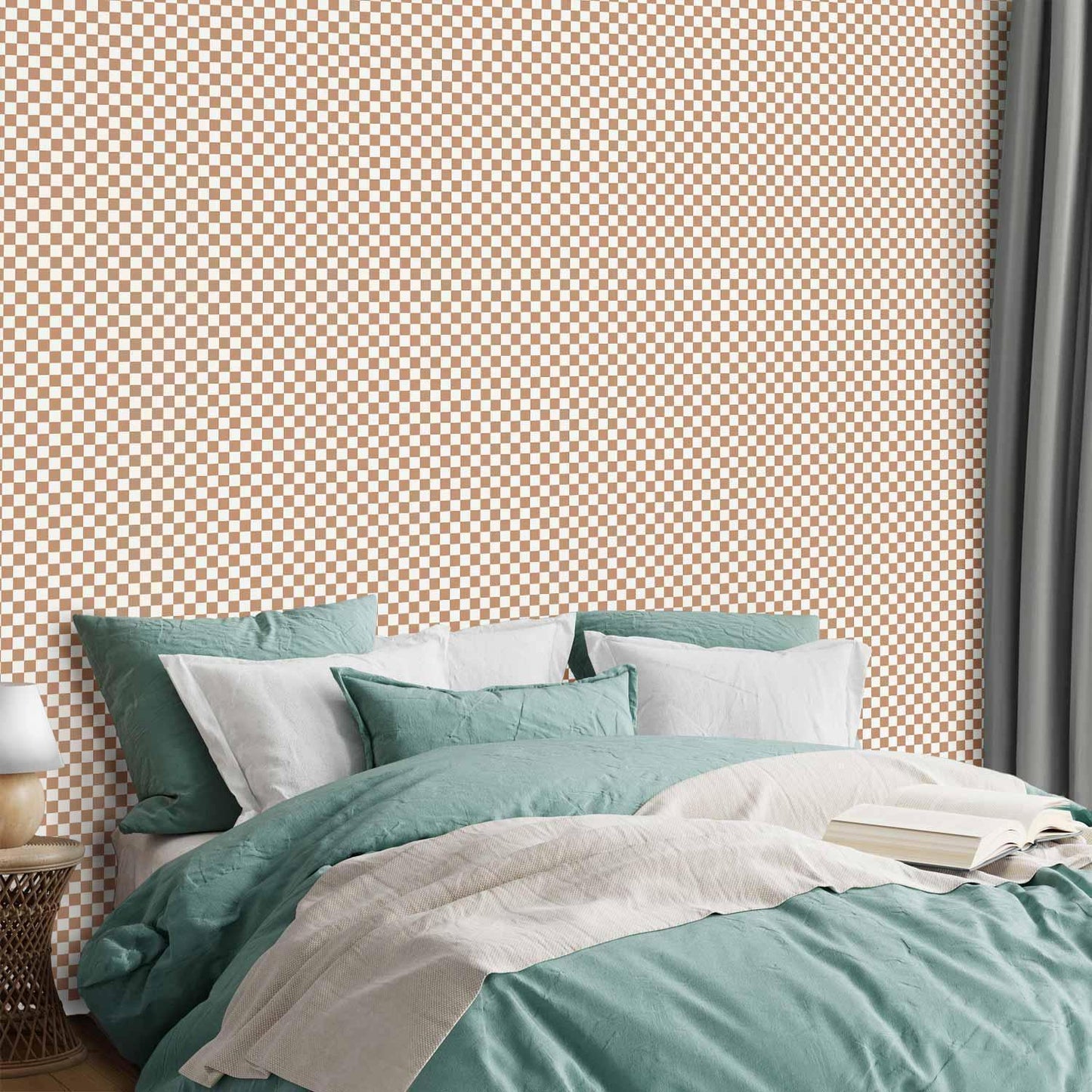 Tapete - Checkerboard Pattern - Brown-White Grid with a Subtle Noise