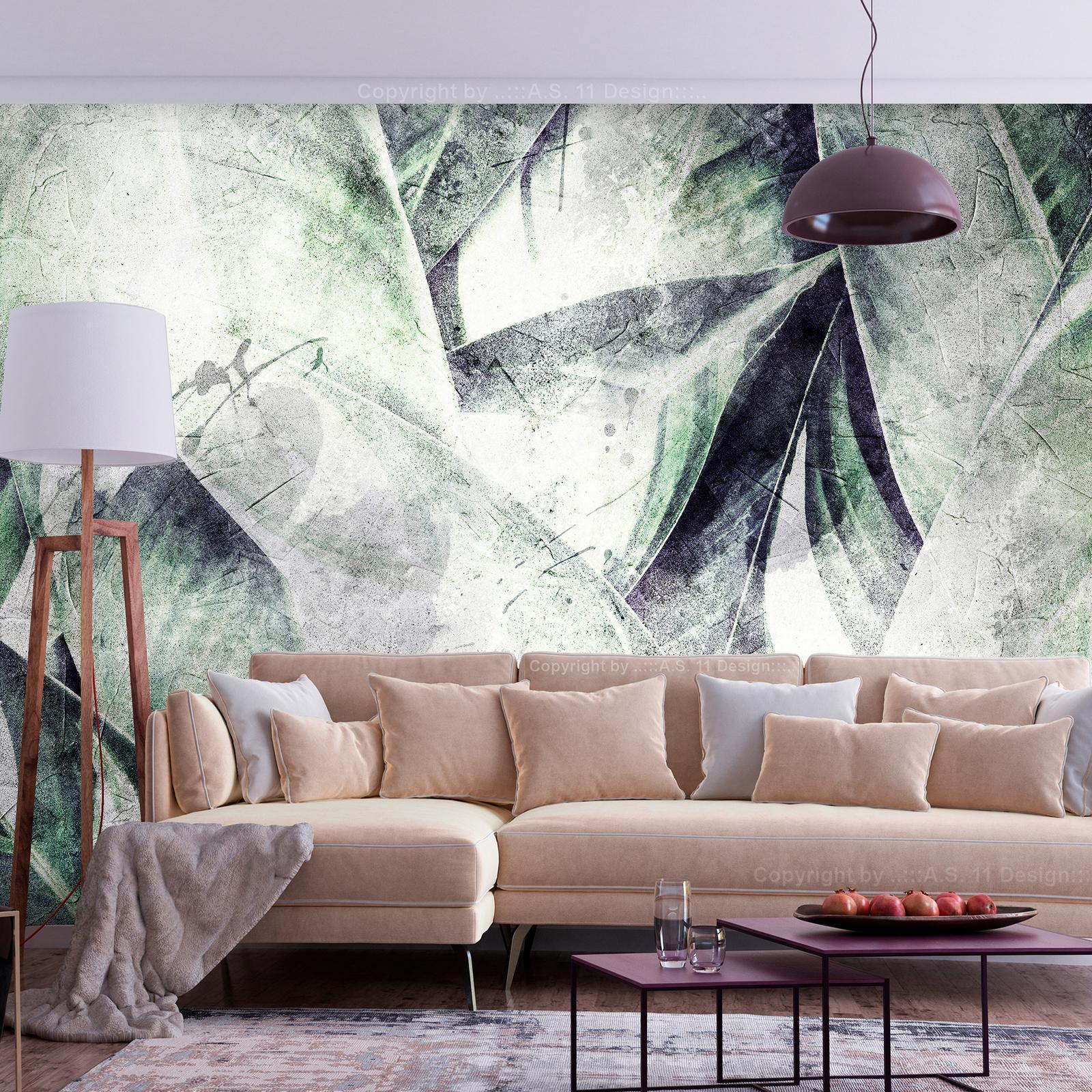 Fototapete - Eclectic jungle - plant motif with exotic leaves with texture Artgeist