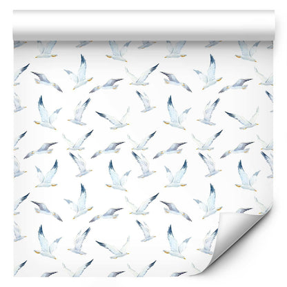 Tapete „Fliegende Möwen“ – Maritime Wandgestaltung