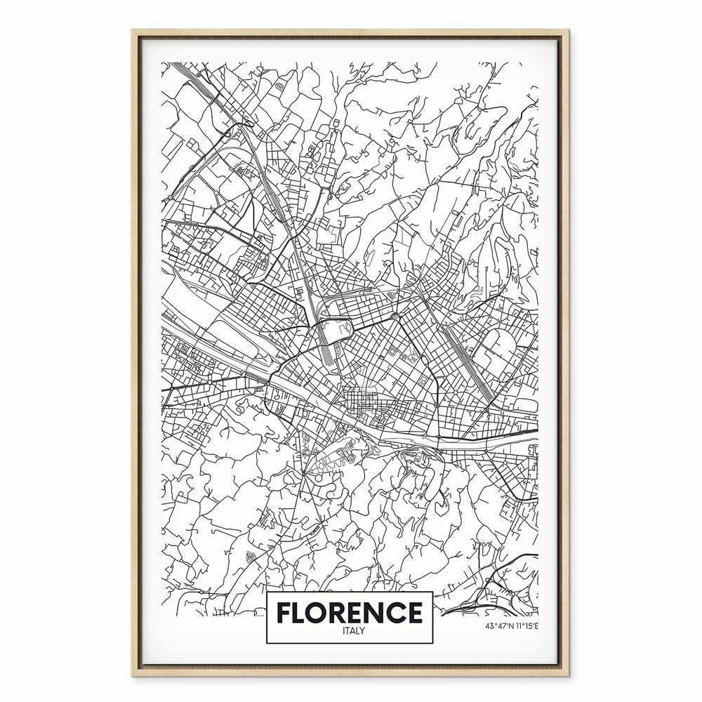 Leinwandbild - Florence Map (1 Part) Vertical
