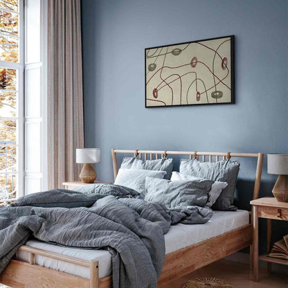 Leinwandbild - Lines and shapes – bead labyrinth on a pale washed background