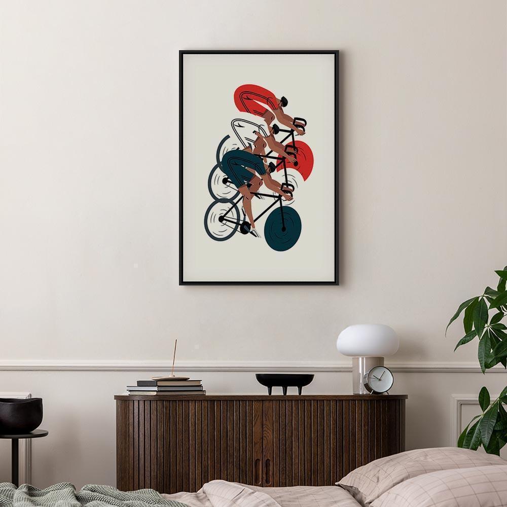 Leinwandbild - Cycling Race Competitors on a Light Background - Illustration
