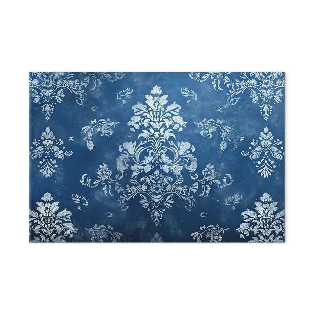 Leinwandbild - Retro Ornament Decorative Motif in Worn Blues