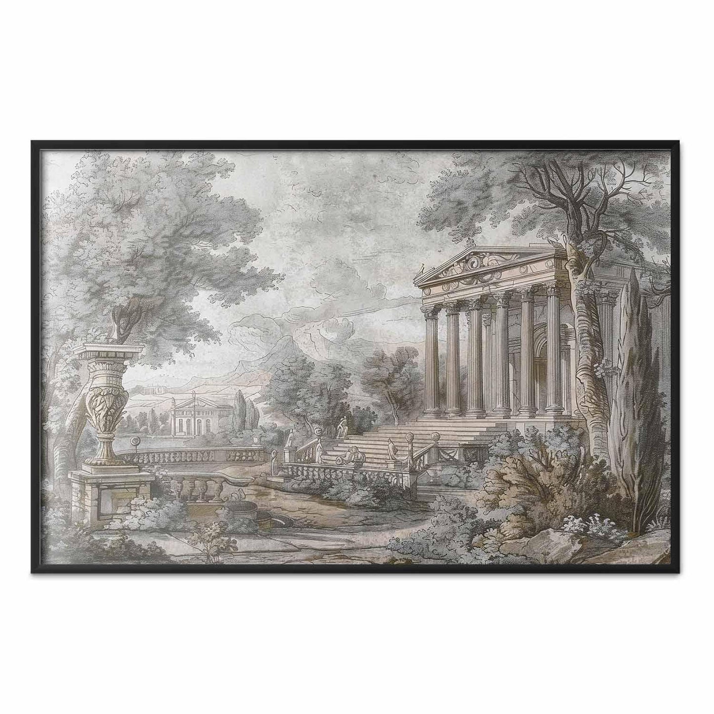 Poster - Temple on the Hill - Greek Architecture in Muted Tones