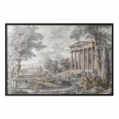 Poster - Temple on the Hill - Greek Architecture in Muted Tones