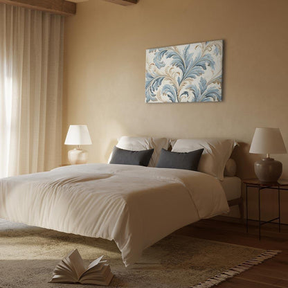 Leinwandbild - Baroque Ornaments in Light Cream-Blue Hues