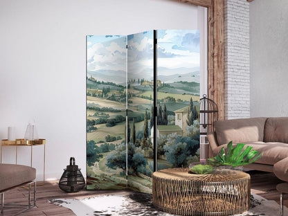 Paravent - Landscape with Green Fields and Trees - Tuscan Sunny View Artgeist