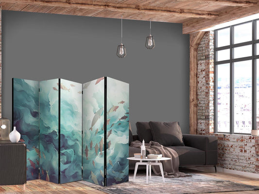 Paravent - Three Schools of Fish - Fish in Muted Colors Swimming in Groups in Oceanic Depths Artgeist