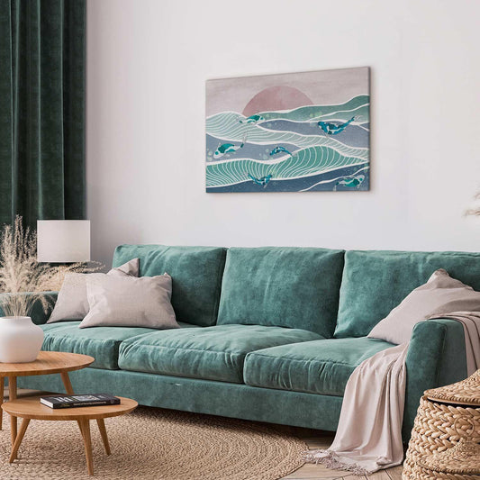Leinwandbild - Fish on the waves