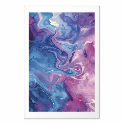 Poster - Night Flows - abstract waves in shades of blue and purple