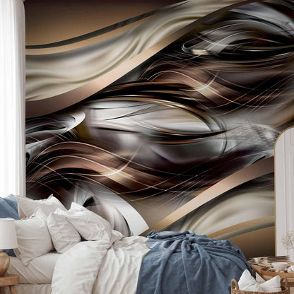 Fototapete Bernstein-Wellen – Abstrakte Goldtöne mit Fließeffekt