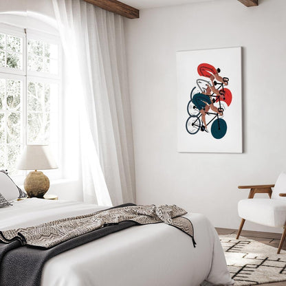 Leinwandbild - Cycling Race Competitors on a Light Background - Illustration