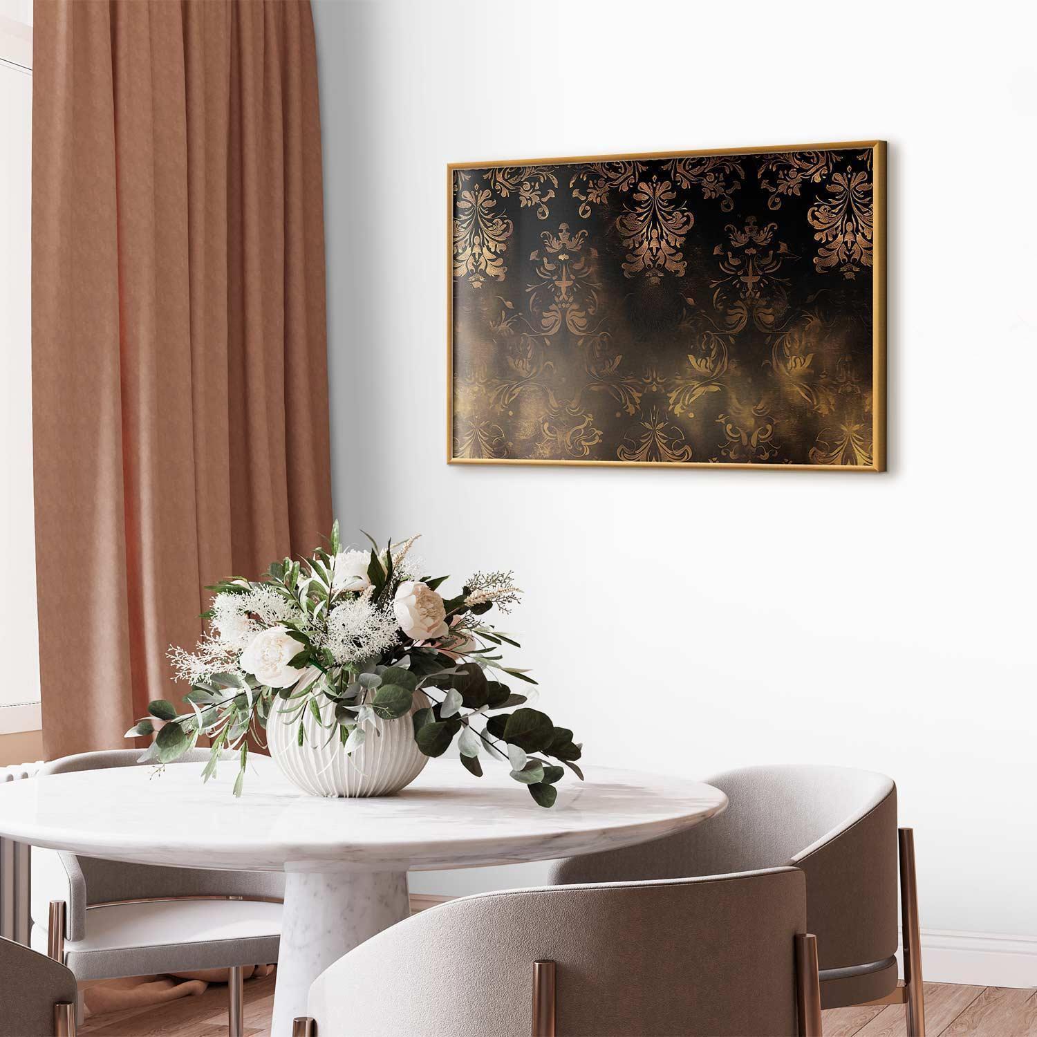 Poster - Dark Baroque Patterns with Golden Accents Artgeist