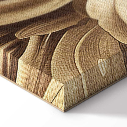 Leinwandbild - Carved Baroque Ornaments Rich Composition in Sepia Colors