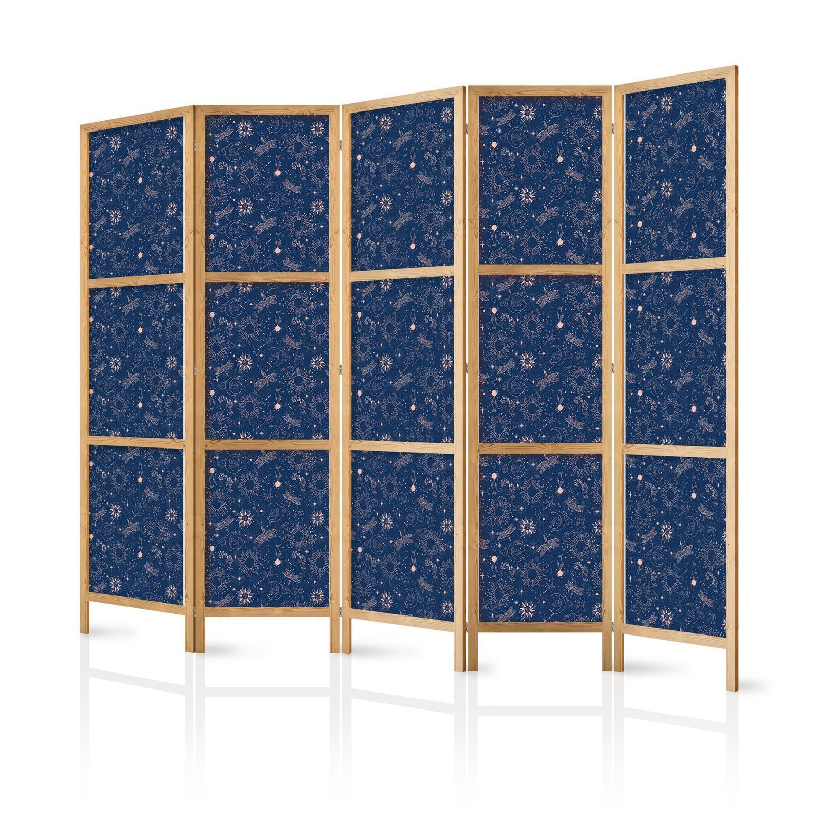 Japanischer Paravent - Cosmic Inspirations - Pattern with Stars and Constellations on a Dark Background Artgeist