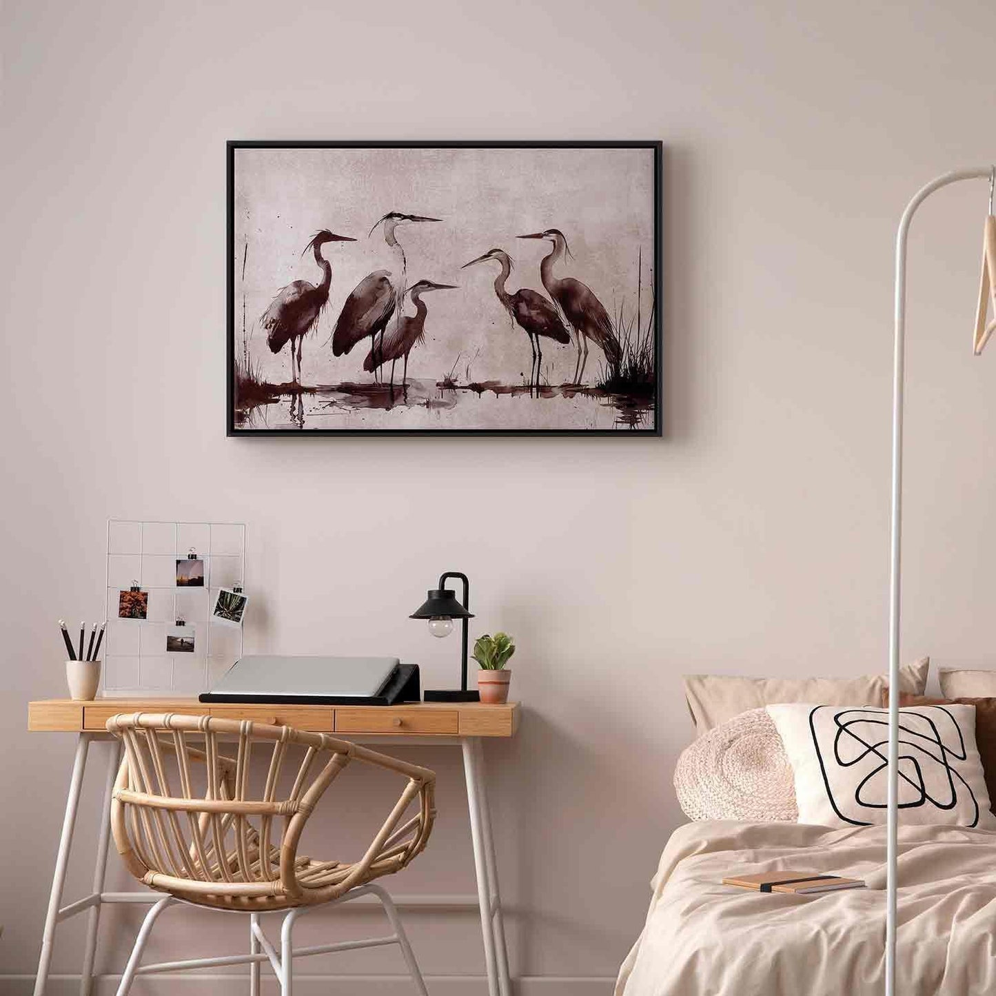 Leinwandbild - Herons painted with ink