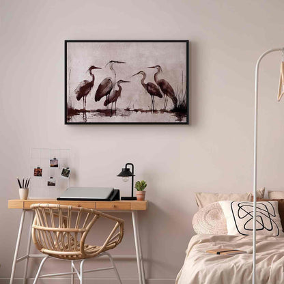 Leinwandbild - Herons painted with ink