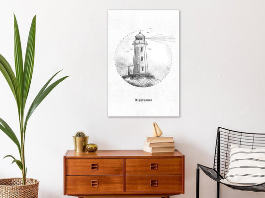 Leinwandbild - Black and White Lighthouse (1 Part) Vertical