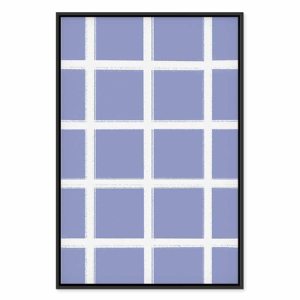 Leinwandbild - Lines and Symmetry - Expressive White Grid on a Blue Background