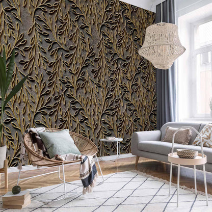 Fototapete „Goldene Ornamente“ – Stilvolle Eleganz für Ihre Wandgestaltung