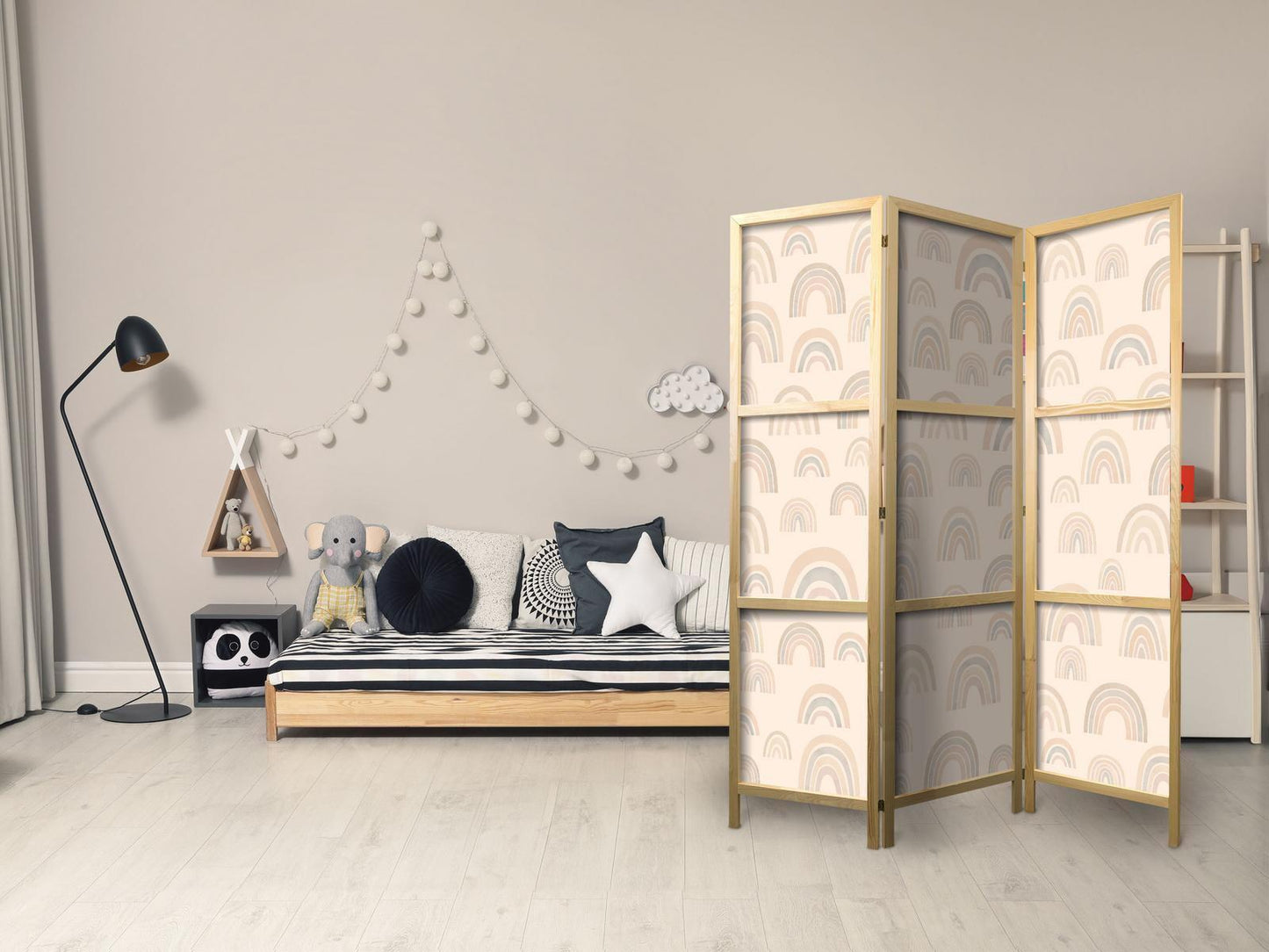 Japanischer Paravent - August Sky - Rainbows of Various Sizes in Muted Colors