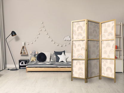 Japanischer Paravent - August Sky - Rainbows of Various Sizes in Muted Colors