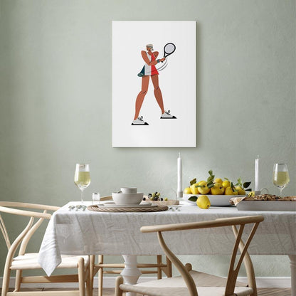 Leinwandbild - Tennis Player With a Racket on a Light Background - Illustration