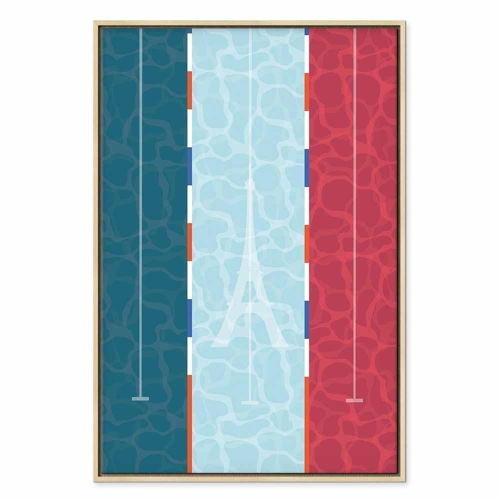 Leinwandbild - Graphic Illustration of a Swimming Pool Against the Backdrop of the French Flag