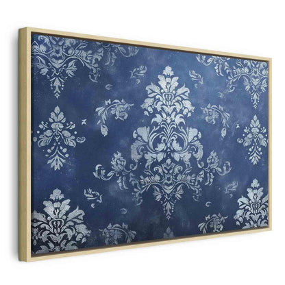 Leinwandbild - Retro Ornament Decorative Motif in Worn Blues Artgeist