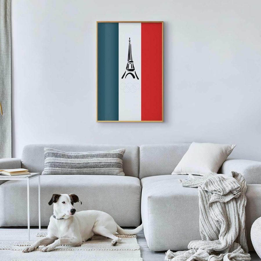 Poster - Graphic Eiffel Tower Against the French Flag Artgeist
