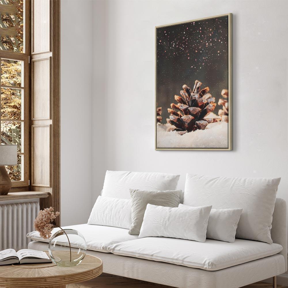 Leinwandbild - Winter Pine Cone (1 Part) Vertical