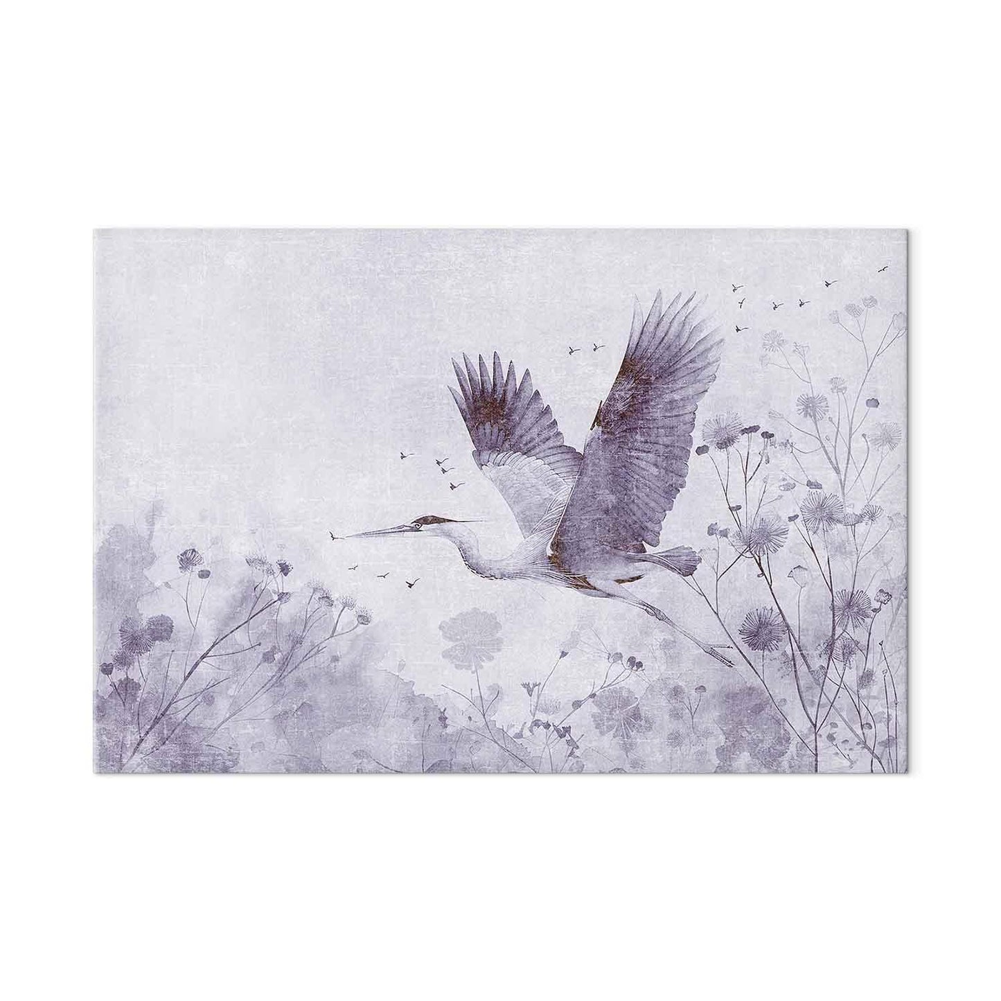 Wandbild XXL - Majestic flight - a crane in flight in monochrome