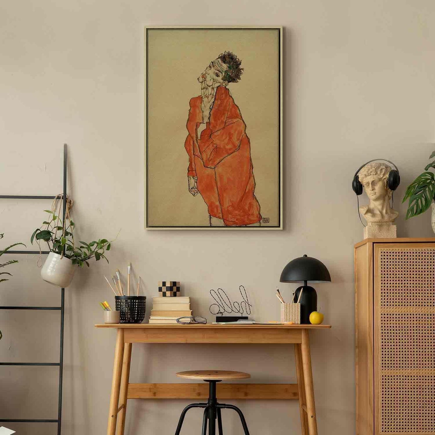 Leinwandbild - Egon Schiele – Self-Portrait (Man in Orange Jacket)