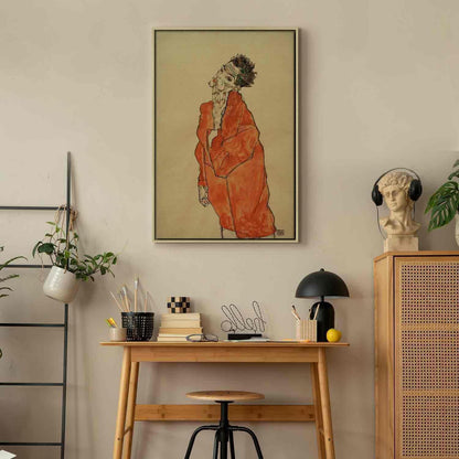 Leinwandbild - Egon Schiele – Self-Portrait (Man in Orange Jacket)