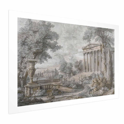 Poster - Temple on the Hill - Greek Architecture in Muted Tones