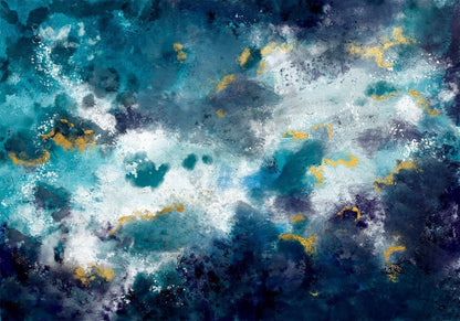 Fototapete - Stormy ocean - abstract blue composition in watercolour style Artgeist