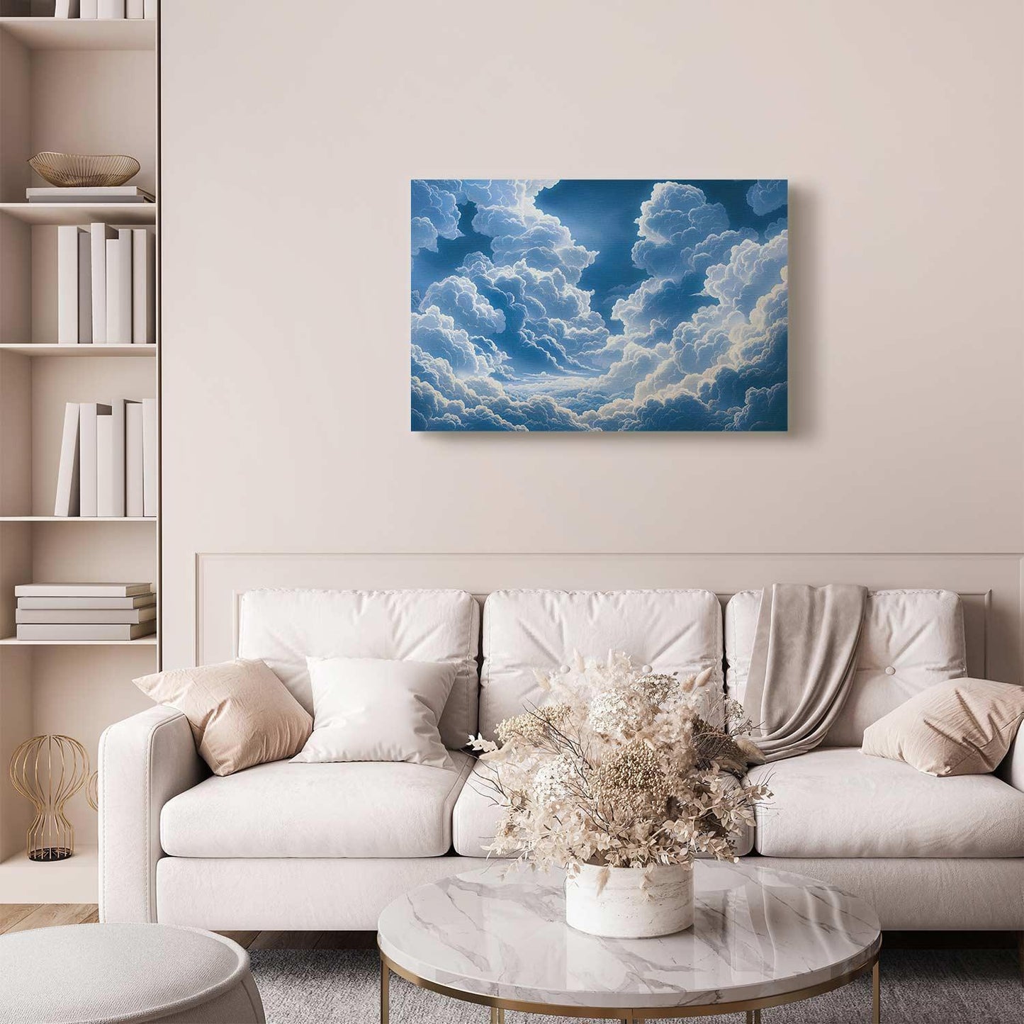 Leinwandbild - Blue Sky Breaking Through White Fluffy Clouds Artgeist