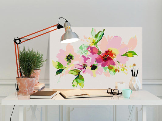 Wandbild zum Ausmalen - Bunte Blumen Malen nach Zahlen Set