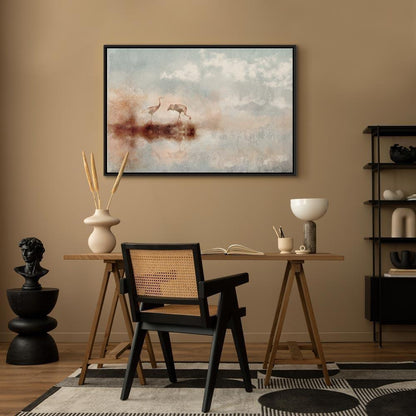 Leinwandbild - Cranes in the Morning (1 Part) Wide